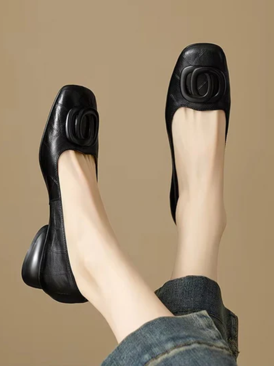 Camille | Leather Square-Toe Flats