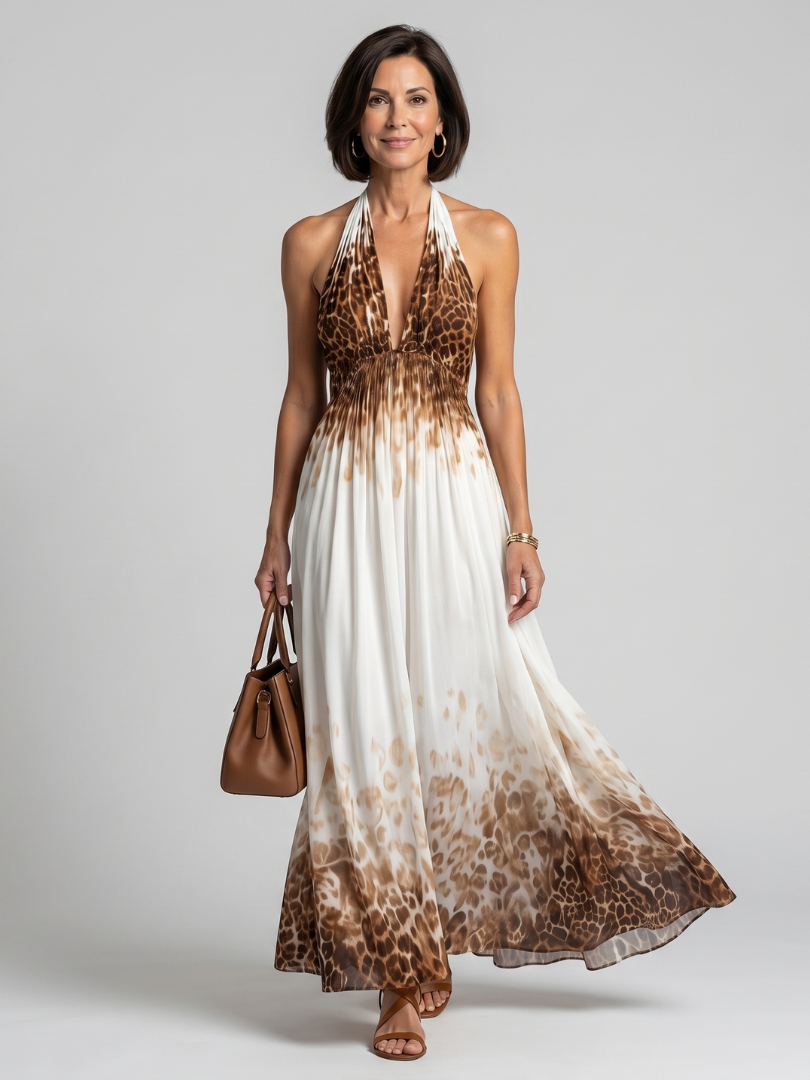 Diane & Susan Pleated White Midi Dress