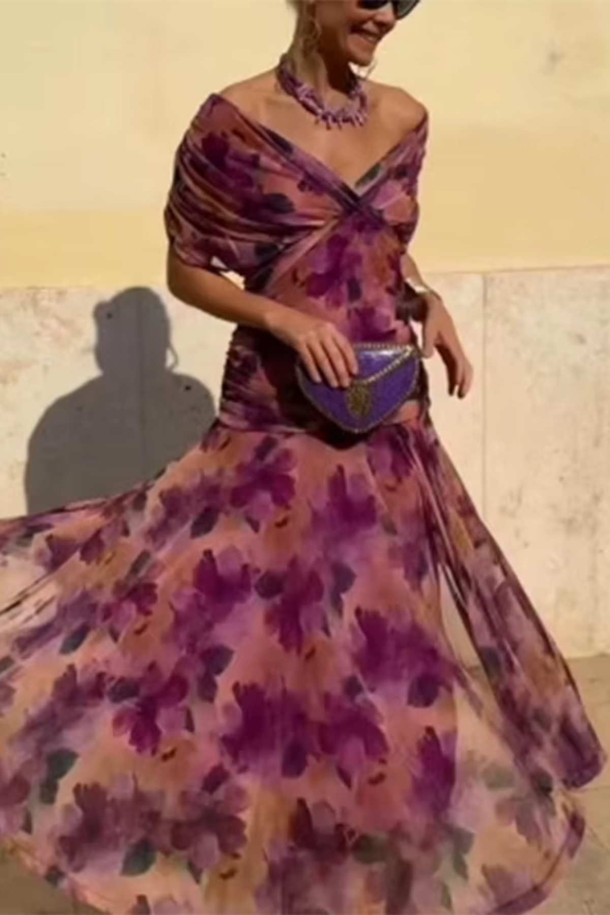 Annabelle | Floral Draped Chiffon Maxi Dress