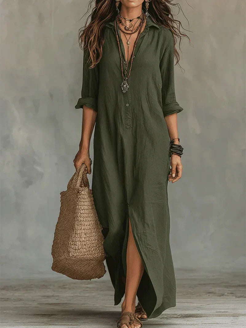 Josephine | Relaxed Collared Button Maxi Dress