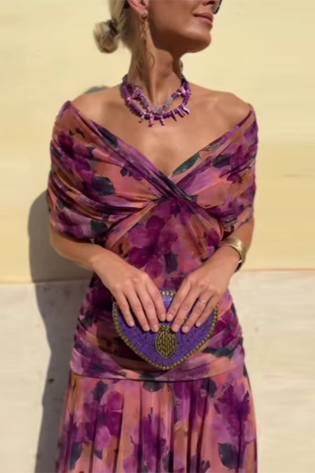 Annabelle | Floral Draped Chiffon Maxi Dress