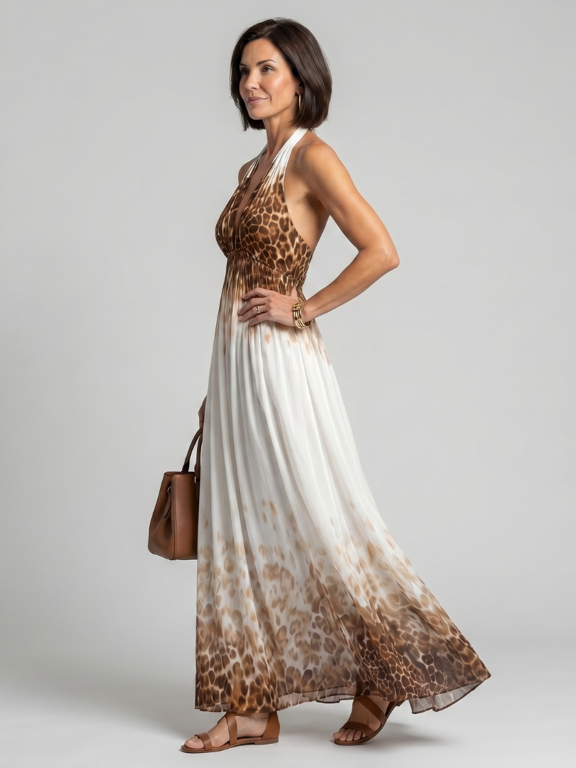 Diane & Susan Pleated White Midi Dress
