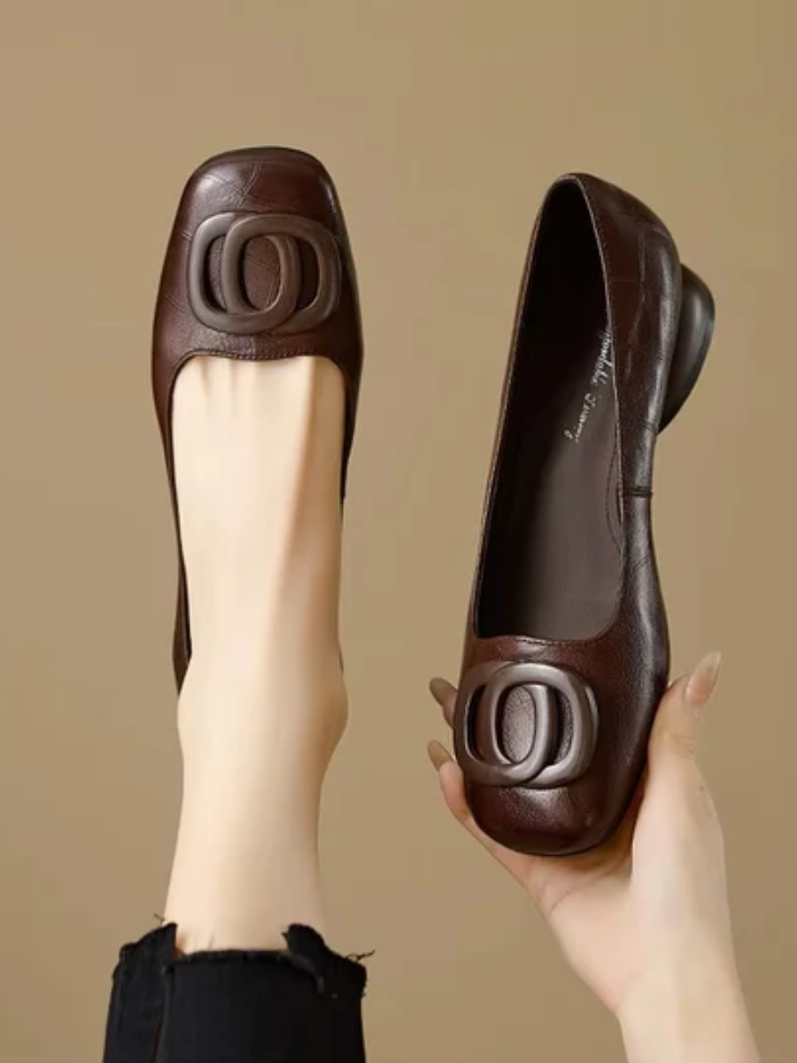 Camille | Leather Square-Toe Flats