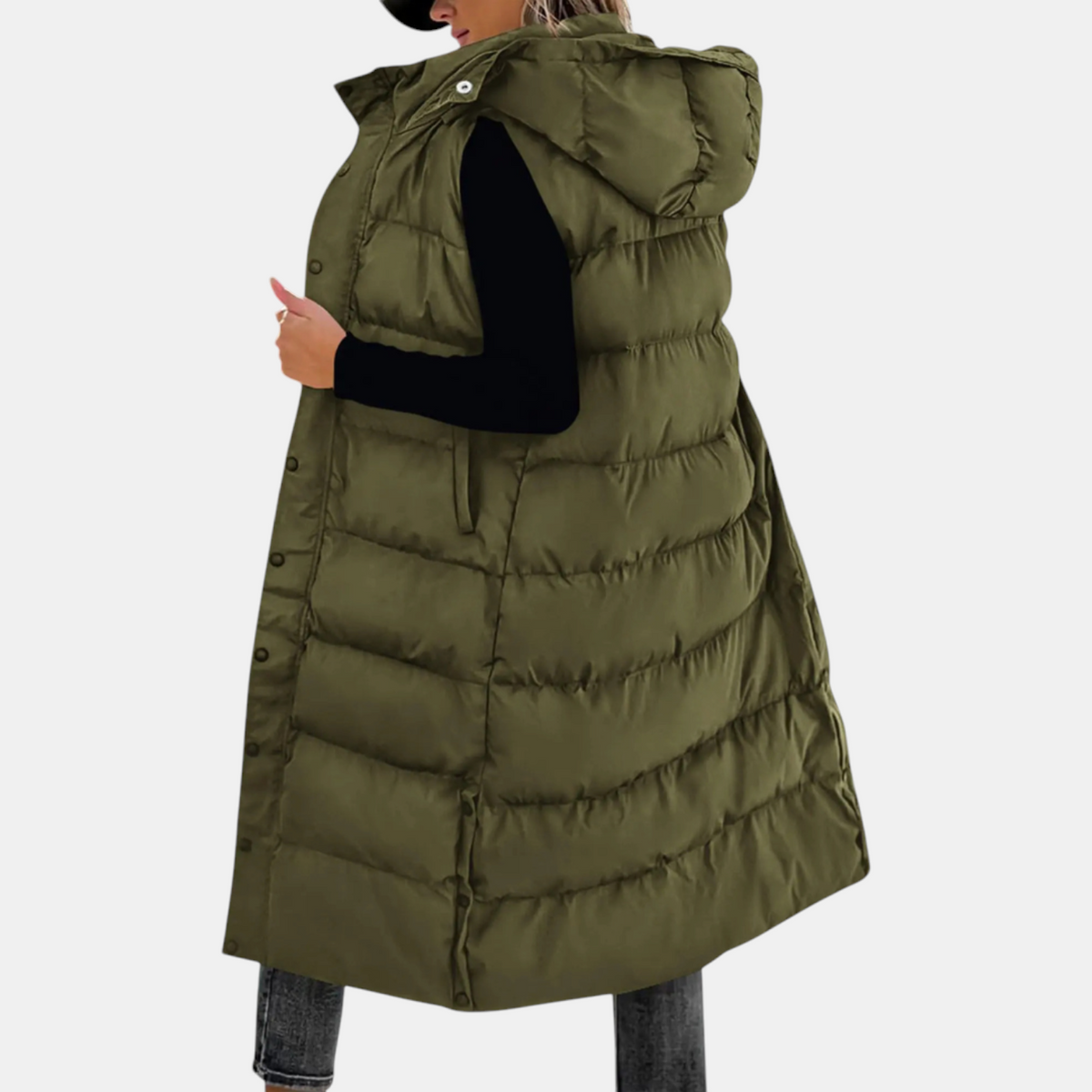 Vivienne | Long Quilted Hooded Puffer Vest