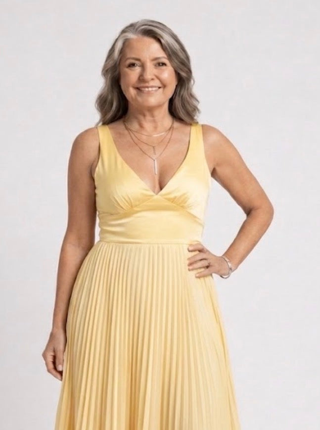 Diane & Susan™ | Pleated V-Neck Maxi Dress