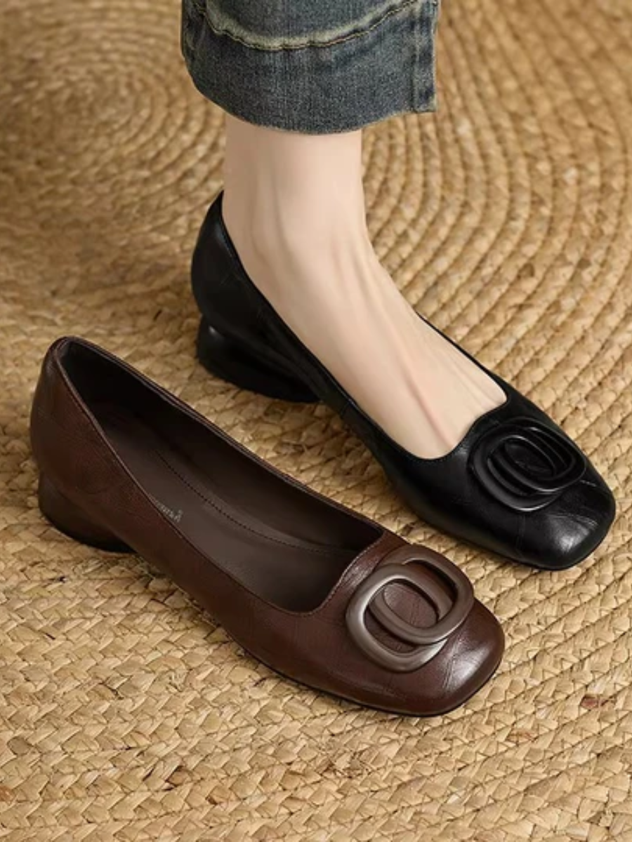 Camille | Leather Square-Toe Flats