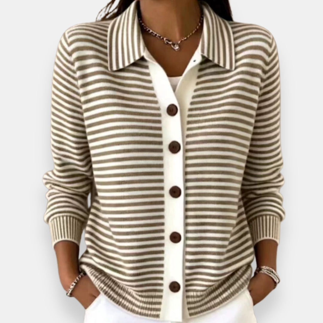 Evelyn | Classic Striped Button Cardigan