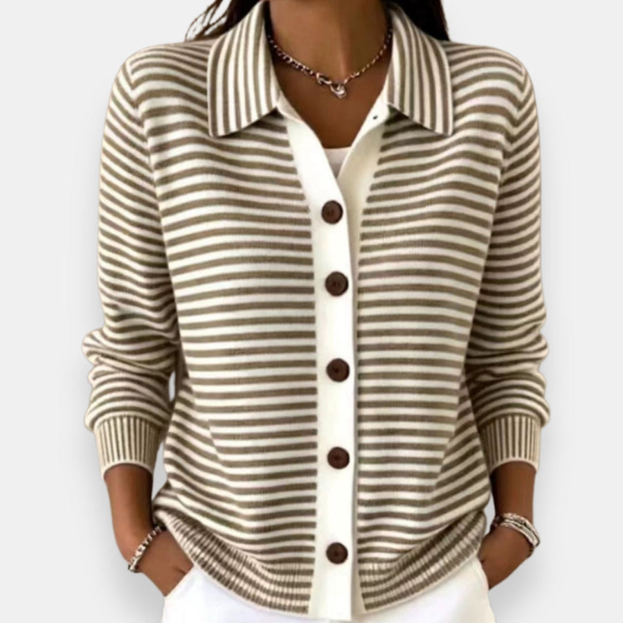Evelyn | Classic-Striped Button Cardigan