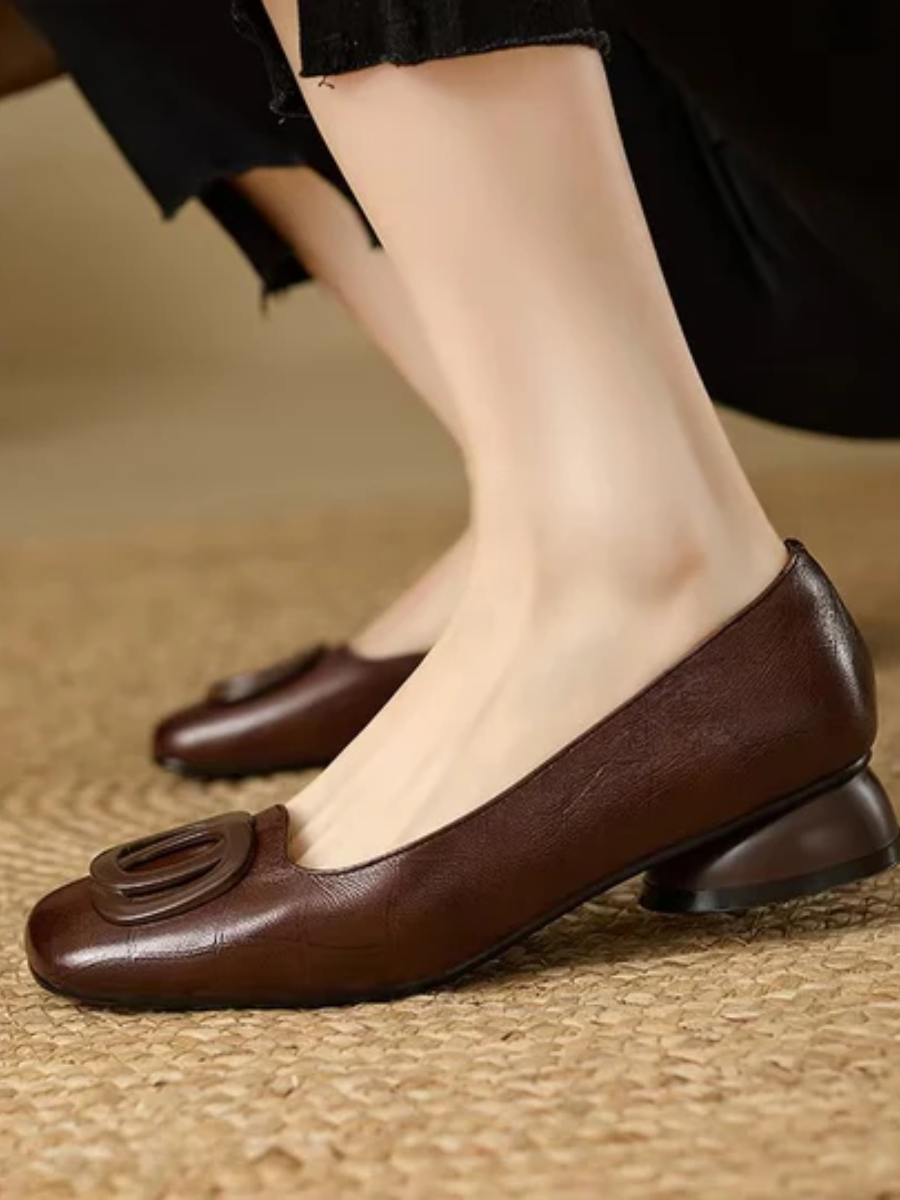 Camille | Leather Square-Toe Flats