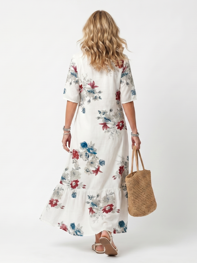 Maeva | Spread Flowers Tassel Tie Midi Dress