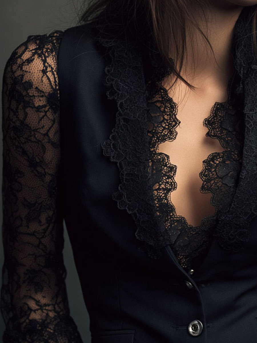 Sabine | Sheer Sleeve Blazer Top