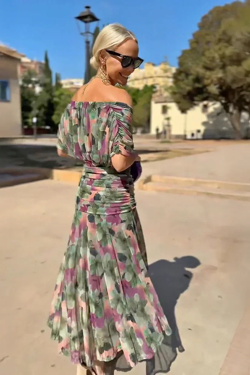 Annabelle | Floral Draped Chiffon Maxi Dress