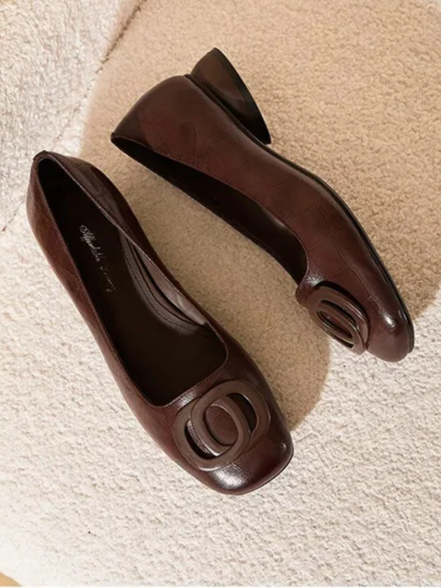 Camille | Leather Square-Toe Flats