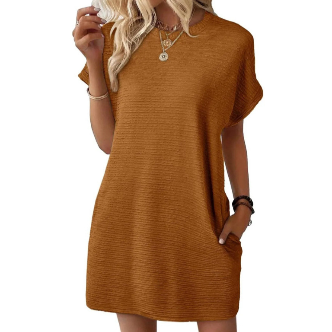 EVASHA – Casual Minimalist Round Neck Summer Dress