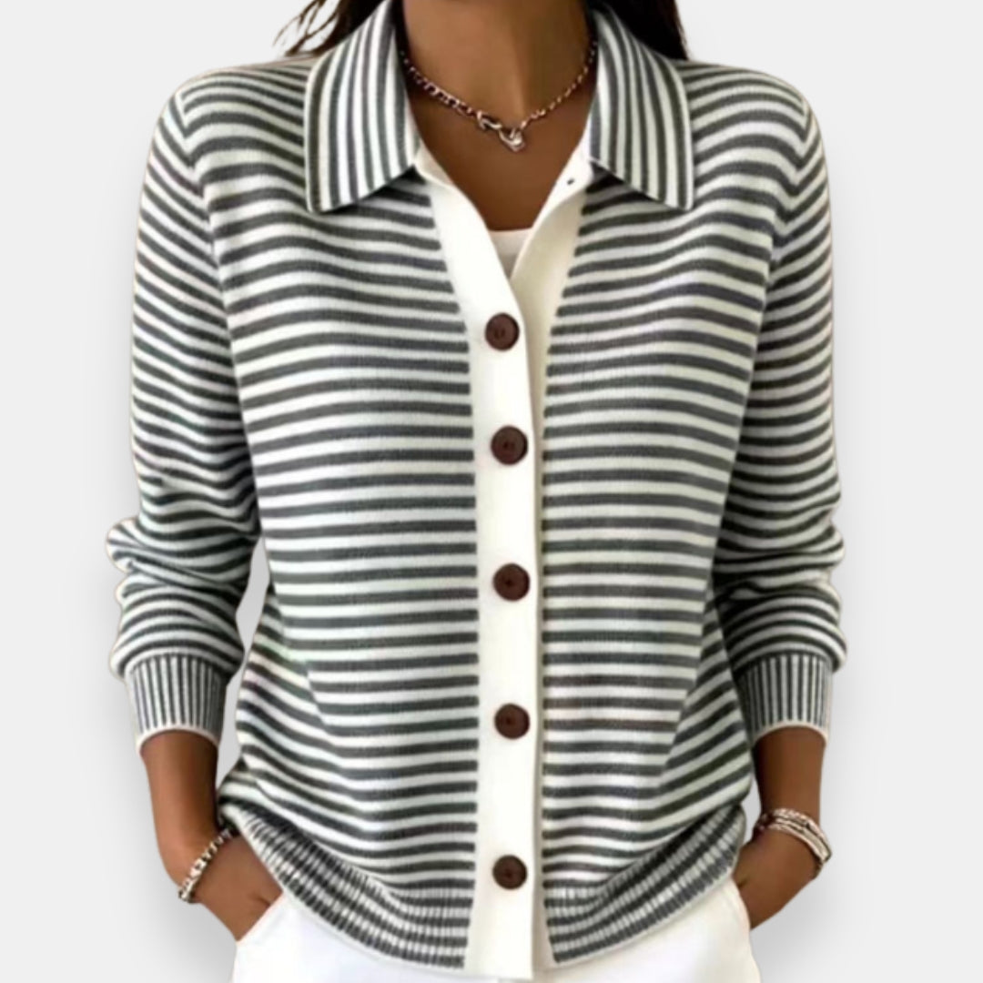 Evelyn | Classic Striped Button Cardigan