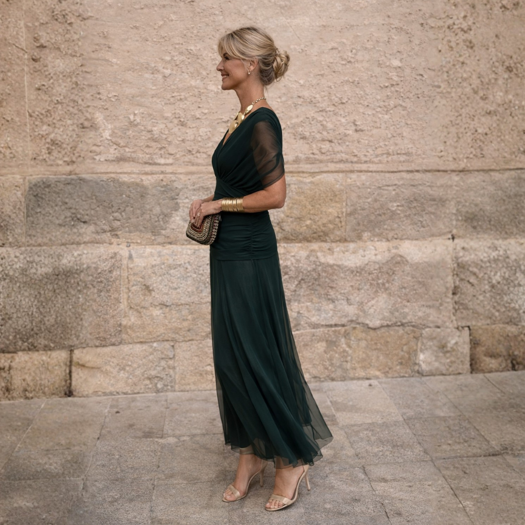 Odette | Tummy Flattering Off Shoulder Maxi Dress