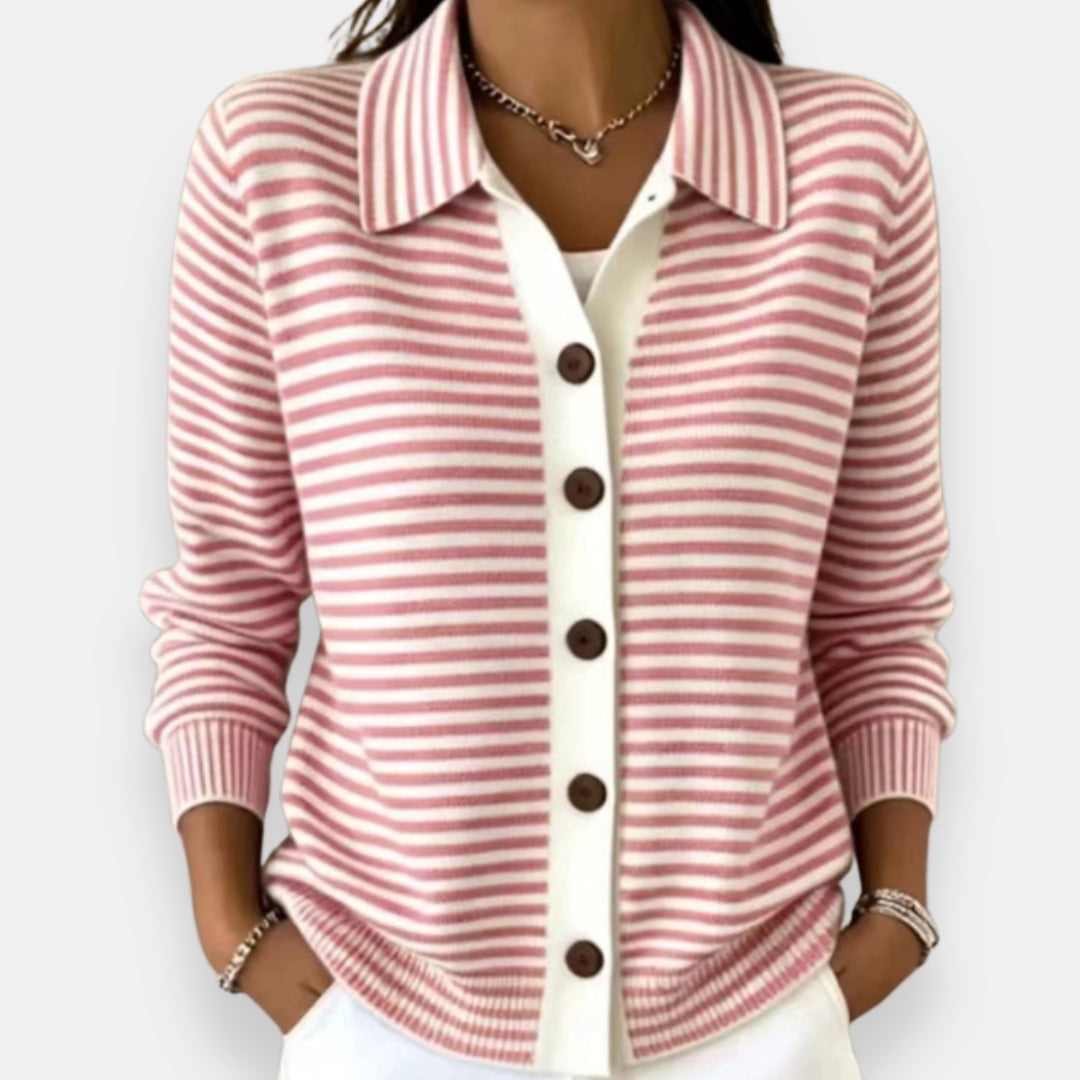 Evelyn | Classic Striped Button Cardigan