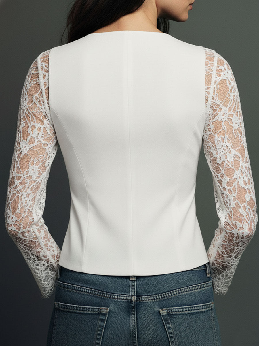 Sabine | Sheer Sleeve Blazer Top