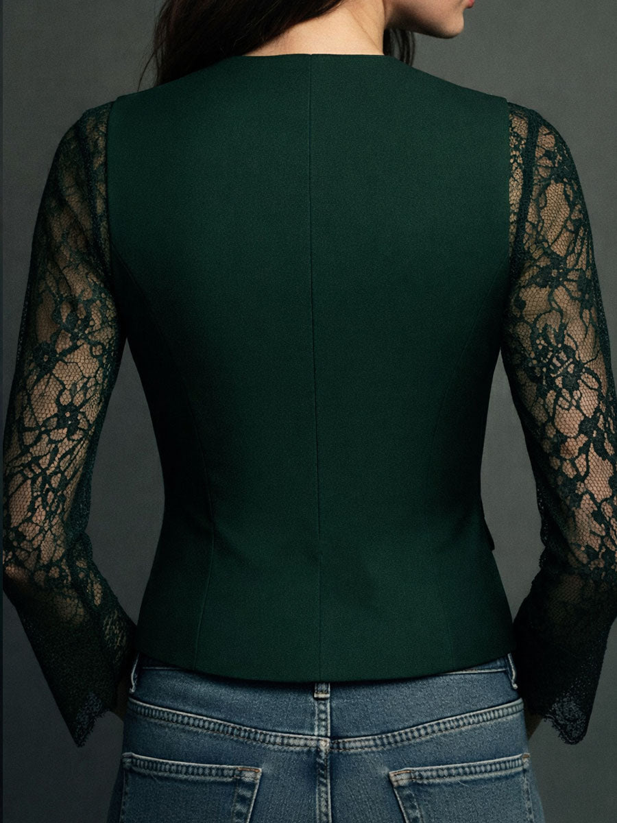 Sabine | Sheer Sleeve Blazer Top