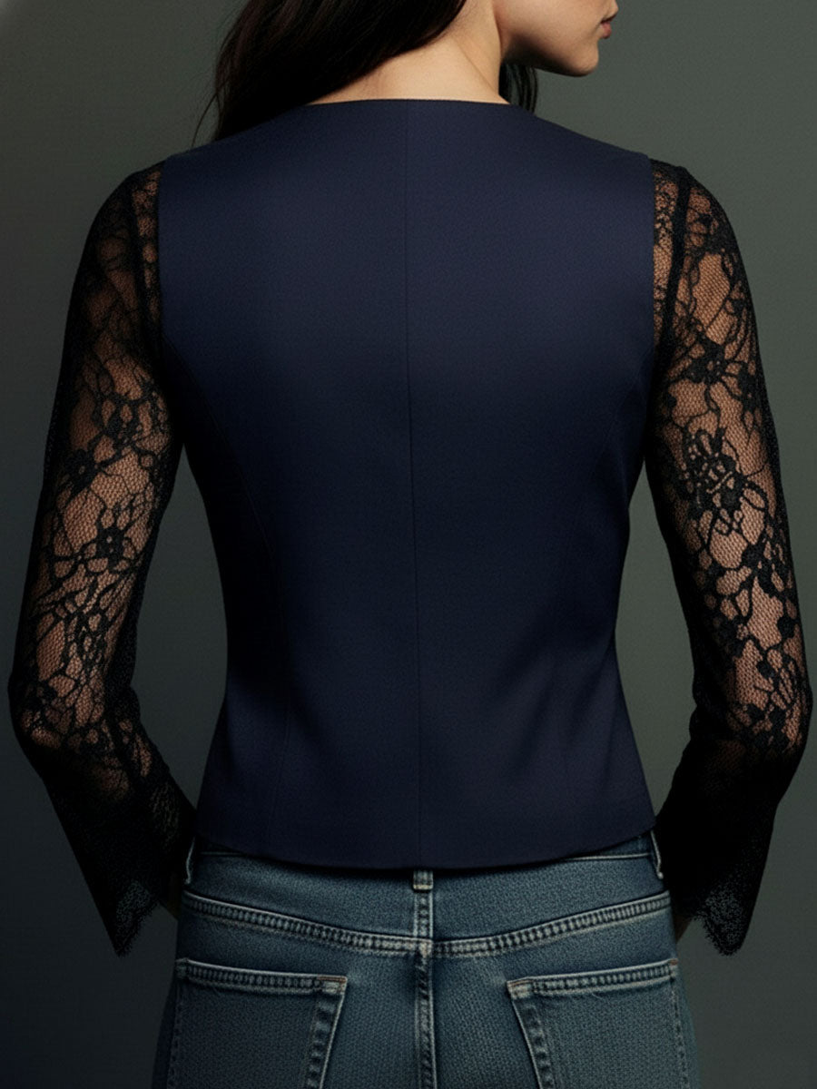 Sabine | Sheer Sleeve Blazer Top