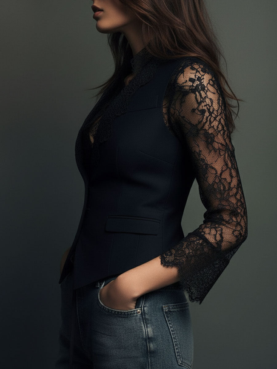 Sabine | Sheer Sleeve Blazer Top