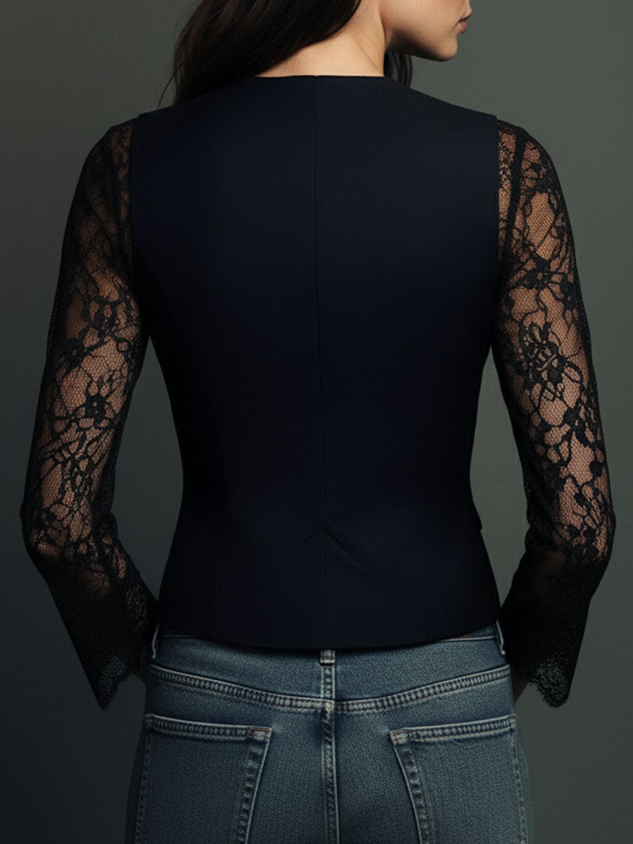 Sabine | Sheer Sleeve Blazer Top