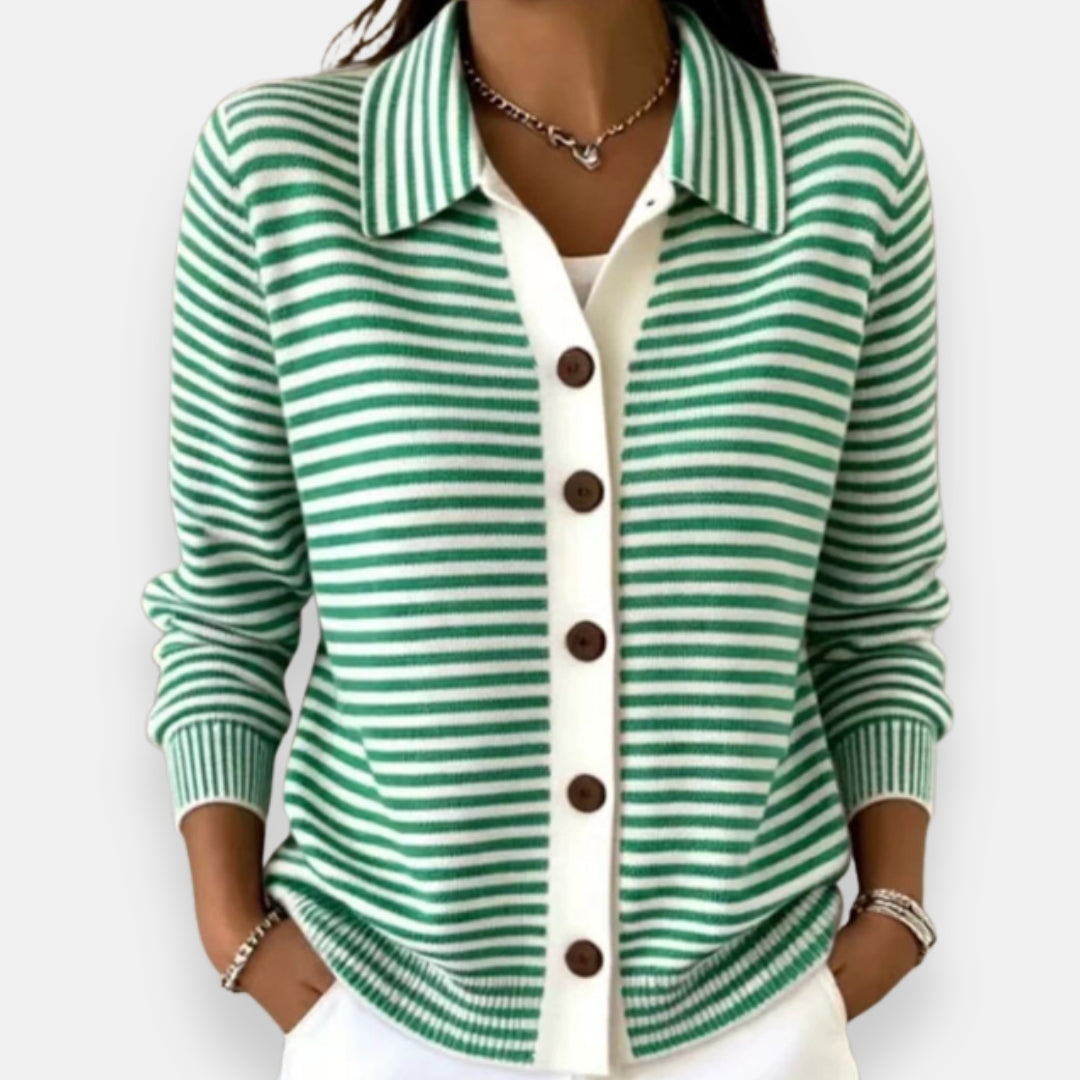 Evelyn | Classic Striped Button Cardigan