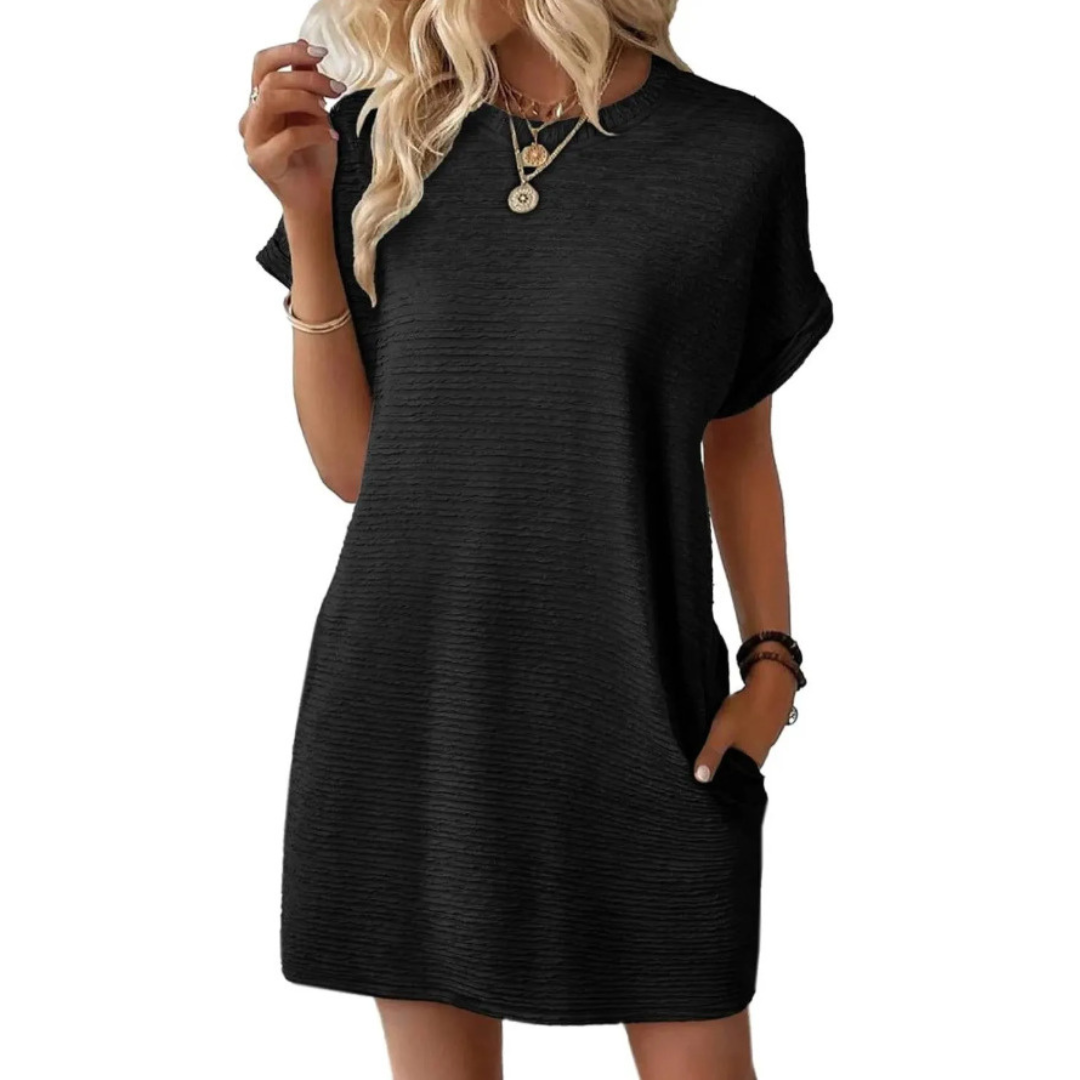 EVASHA – Casual Minimalist Round Neck Summer Dress