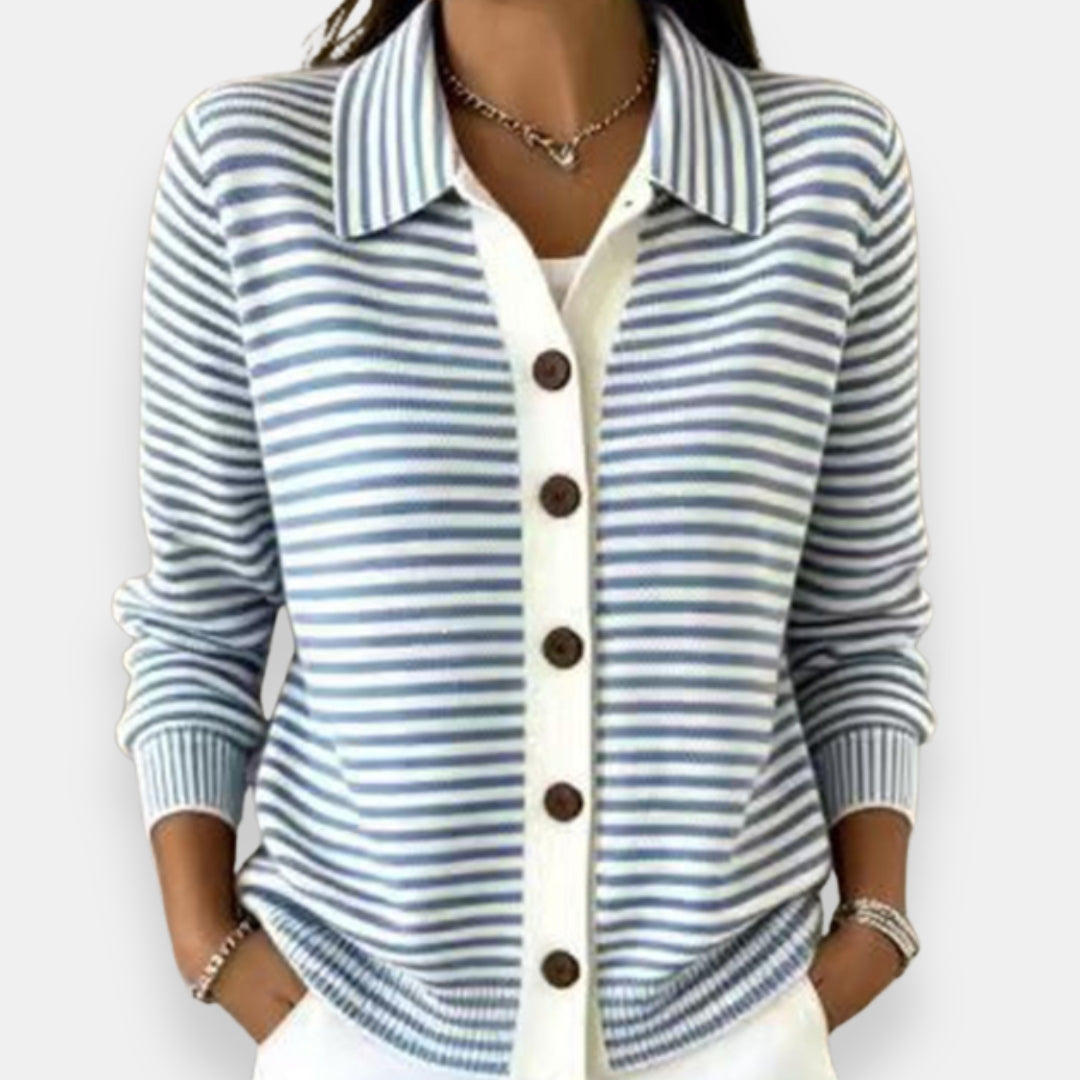 Evelyn | Classic Striped Button Cardigan