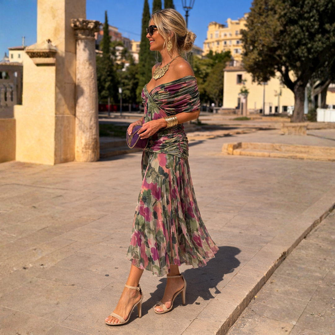 Odette | Tummy Flattering Off Shoulder Maxi Dress