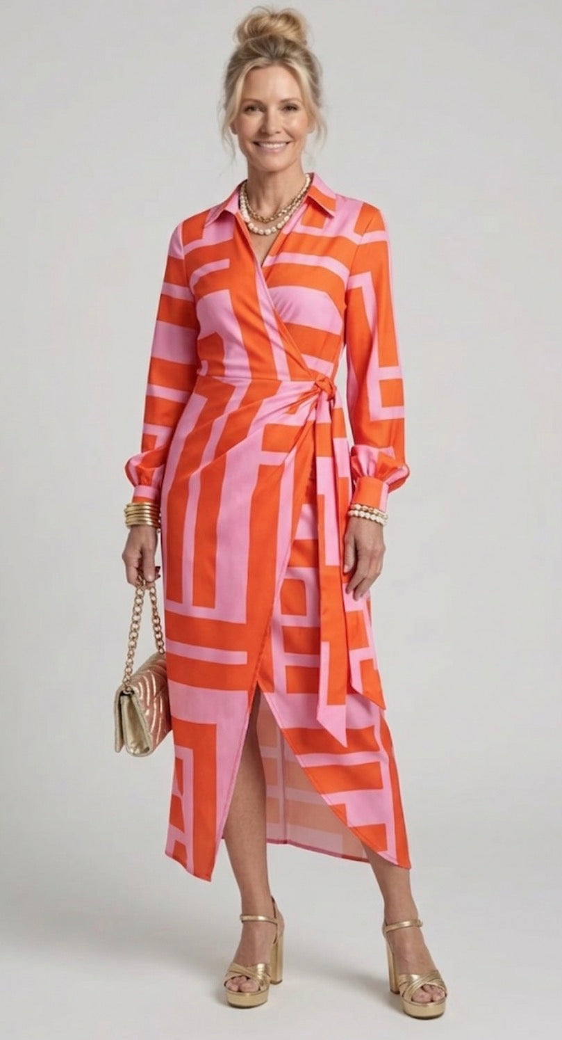 Diane & Susan™| Printed Wrap Dress