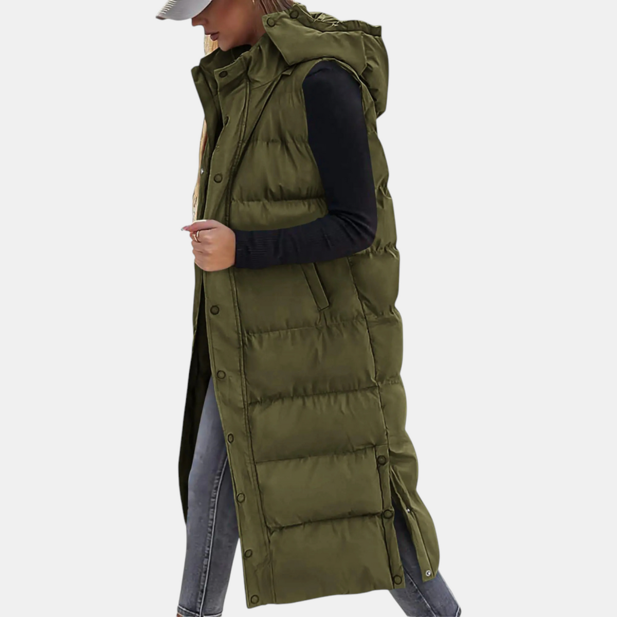 Vivienne | Long Quilted Hooded Puffer Vest