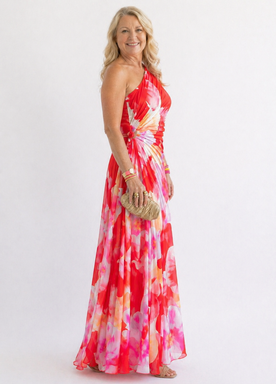 Diane & Susan™ | Vibrant Tropical Evening Dress