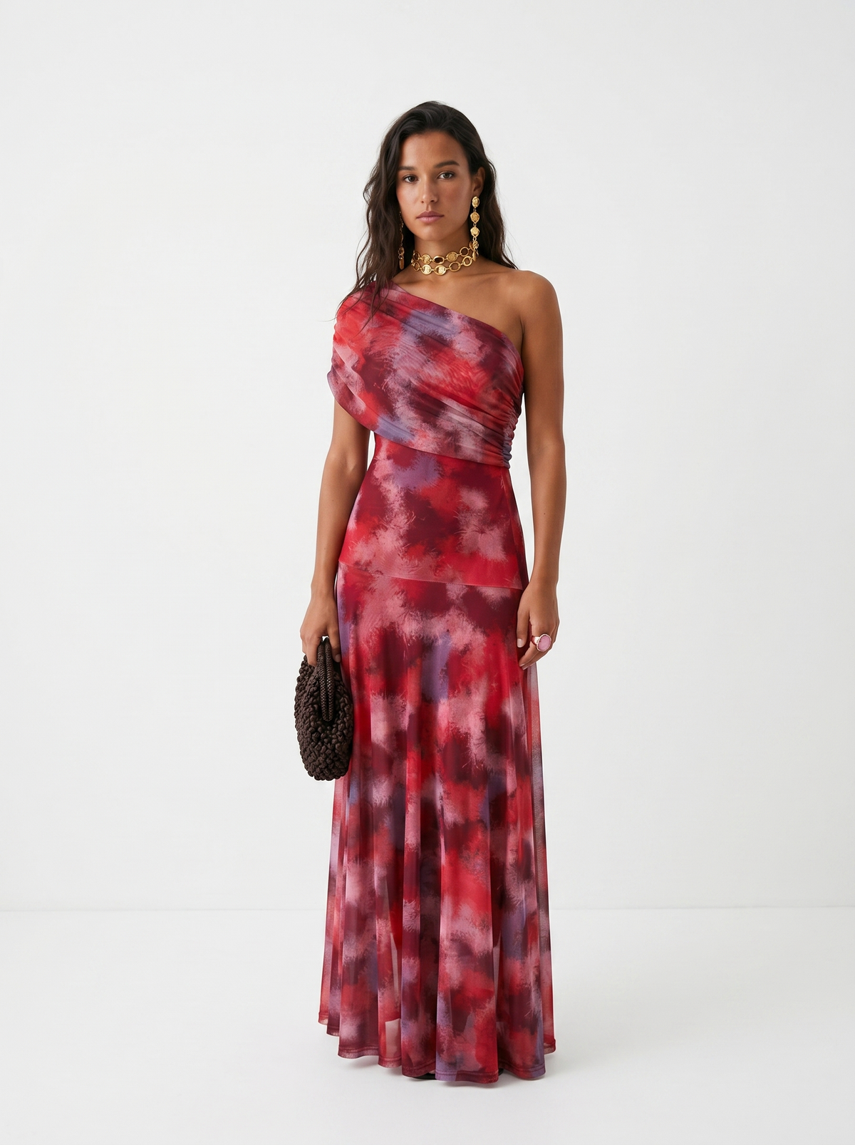 Isabella One-Shoulder Print Maxi Dress