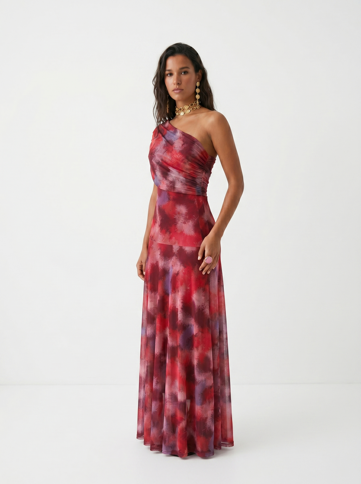 Isabella One-Shoulder Print Maxi Dress