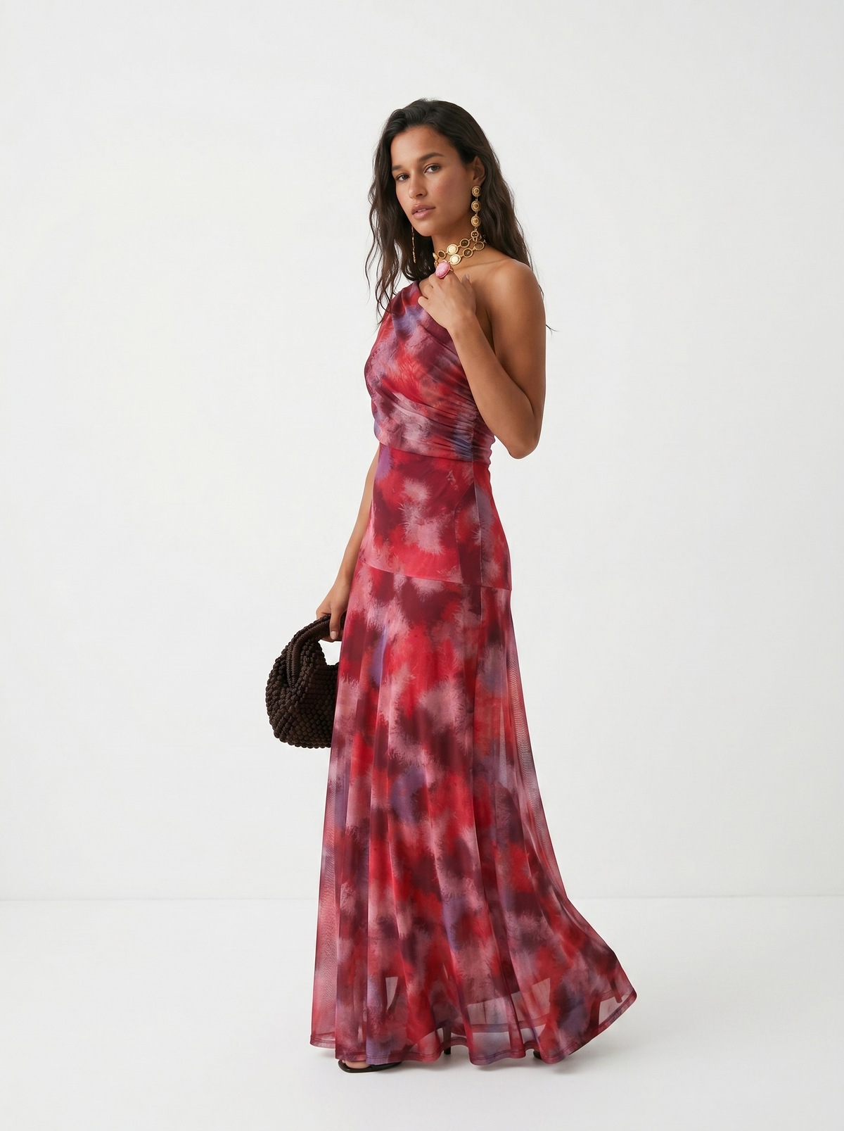 Isabella One-Shoulder Print Maxi Dress