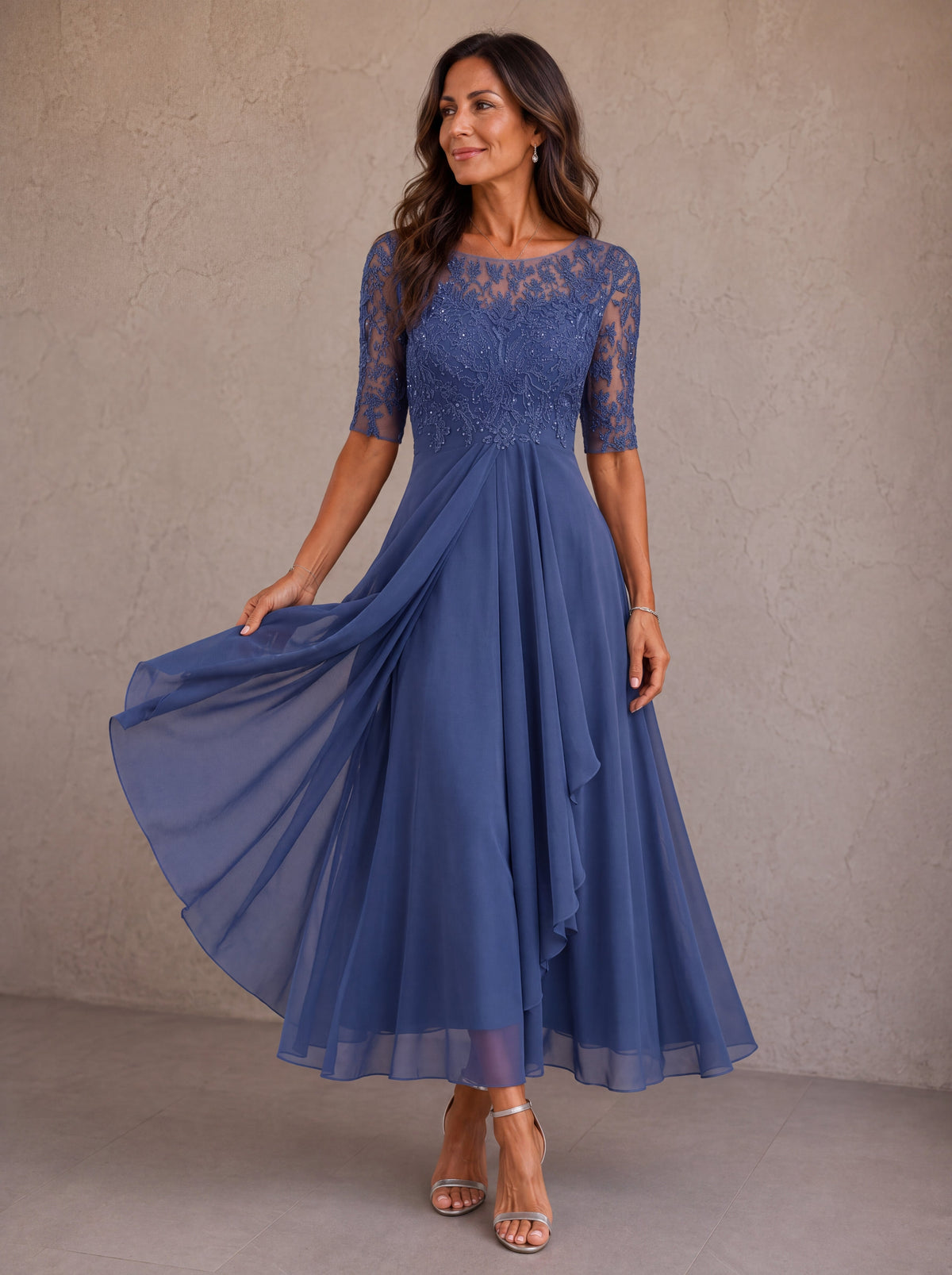 Isolde | Lace and Chiffon Occasion Dress