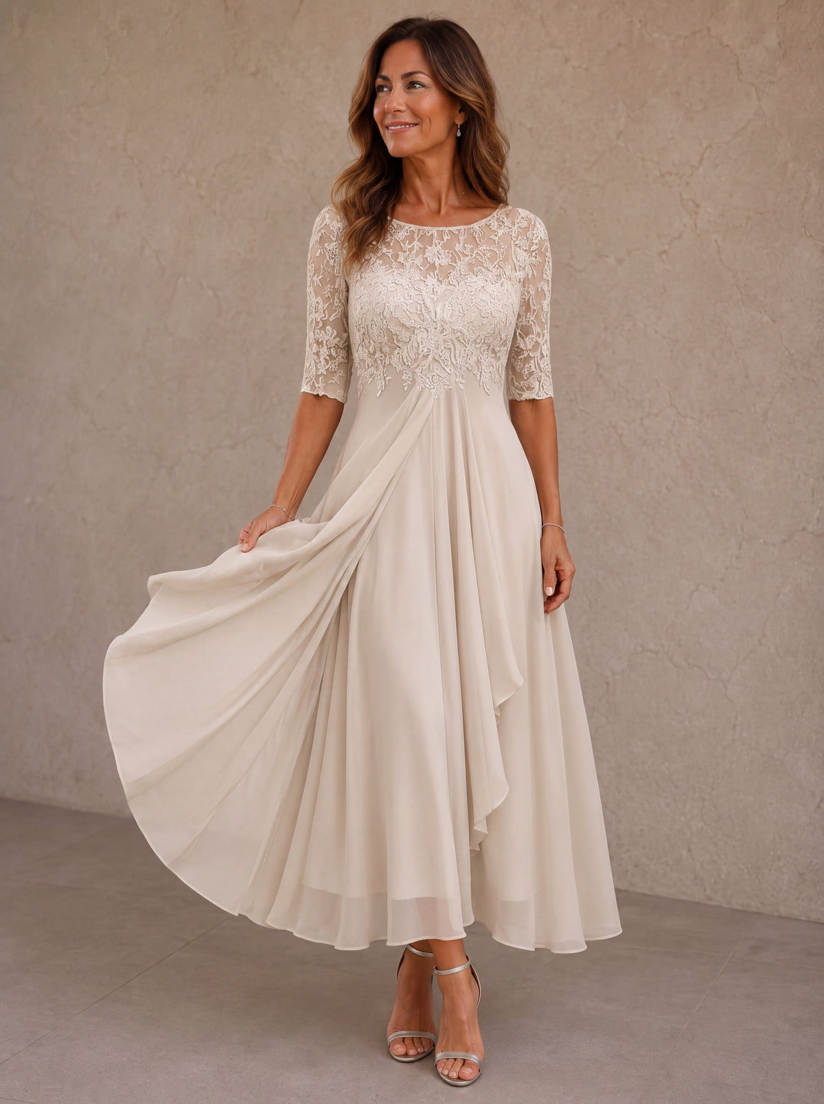 Isolde | Lace and Chiffon Occasion Dress