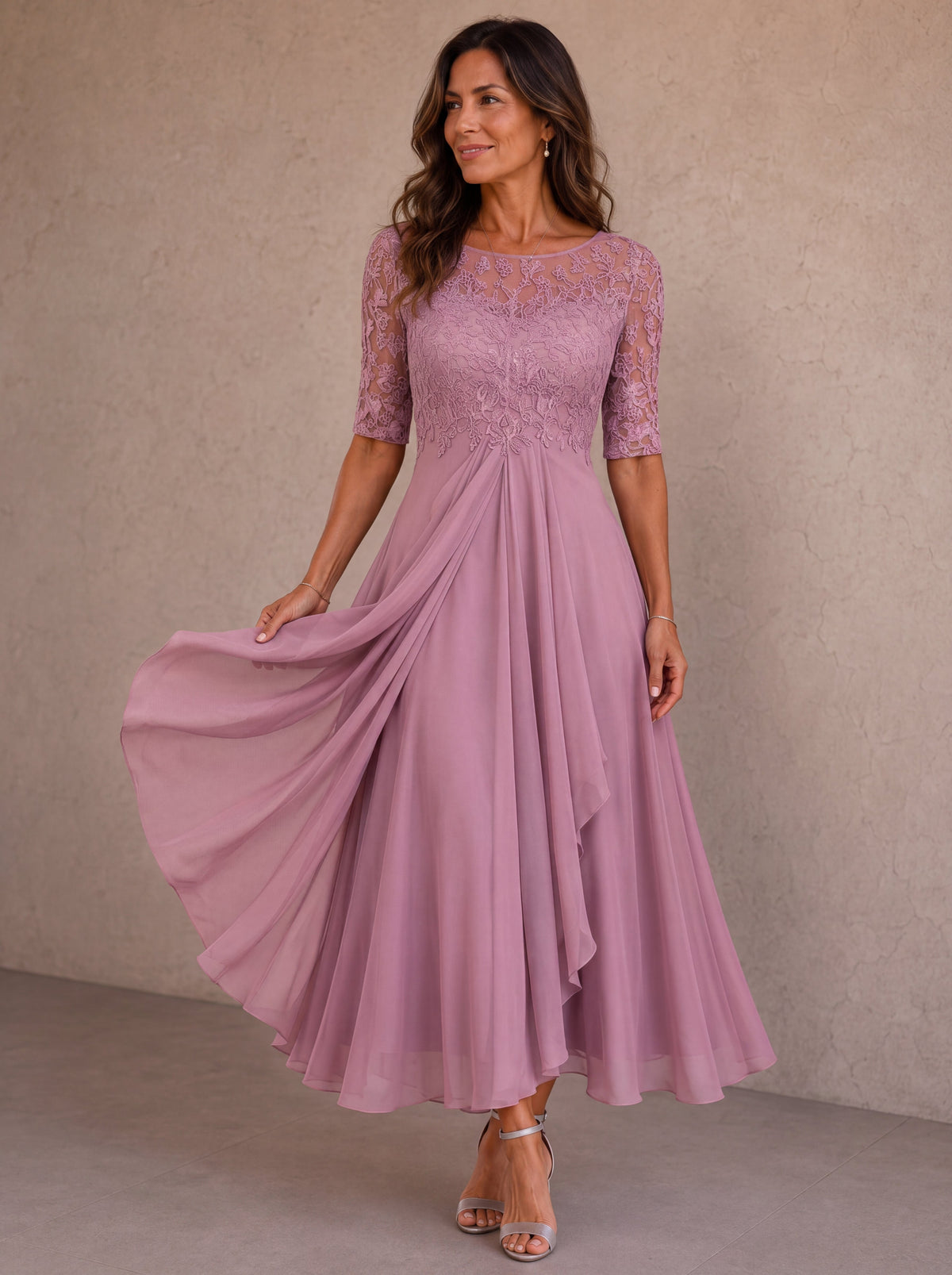 Isolde | Lace and Chiffon Occasion Dress
