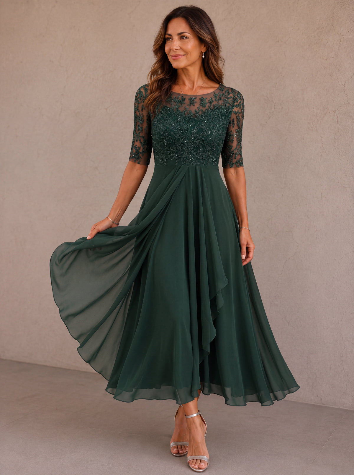 Isolde | Lace and Chiffon Occasion Dress