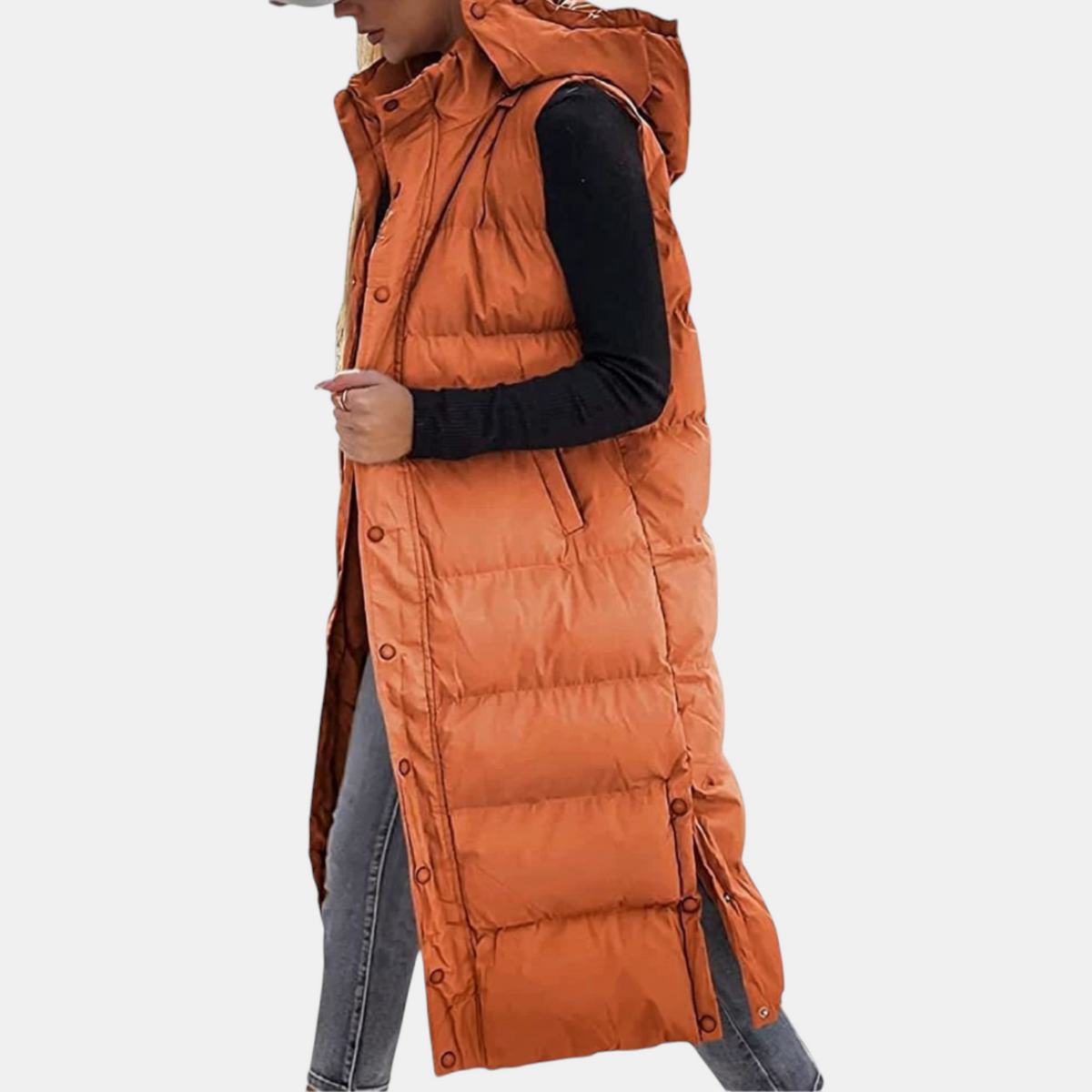 Vivienne | Long Quilted Hooded Puffer Vest