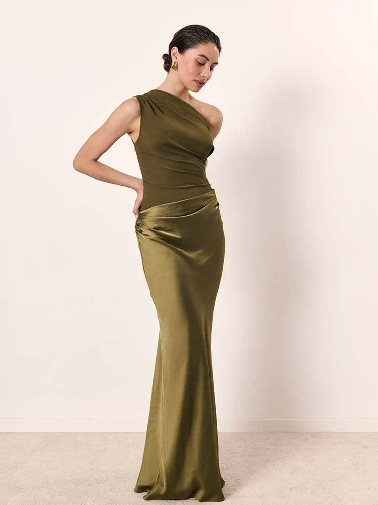 Diane & Susan™ | Maxi Dress with a Guilt in Satin