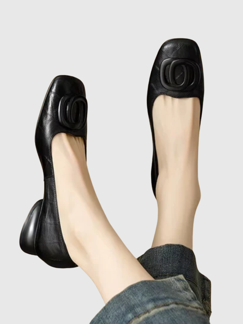 Camille | Leather Square-Toe Flats