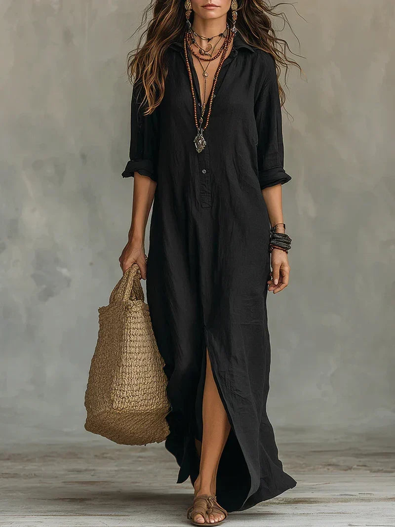 Josephine | Relaxed Collared Button Maxi Dress