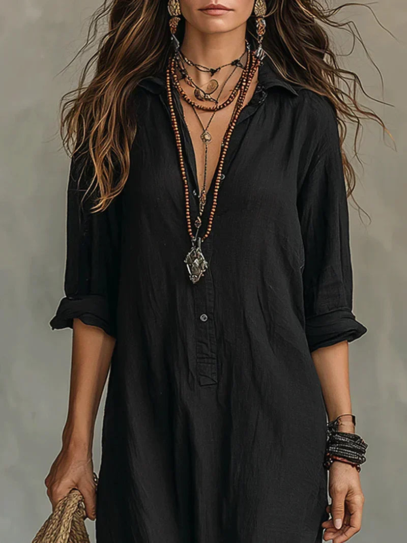 Josephine | Relaxed Collared Button Maxi Dress