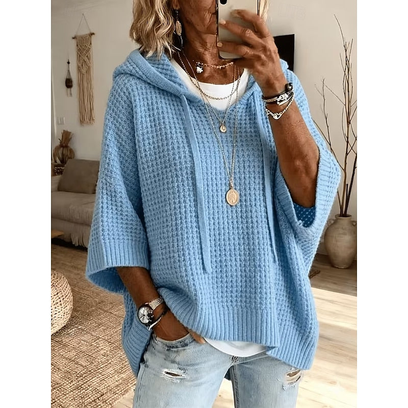 Elena | Cozy Waffle Hooded Sweater