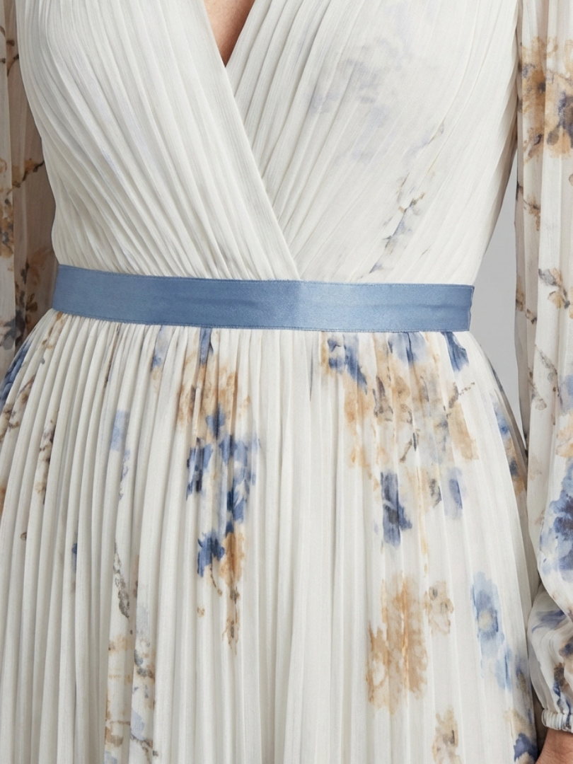 Diane & Susan™ | Long Sleeve V Neck Floral Maxi Dress