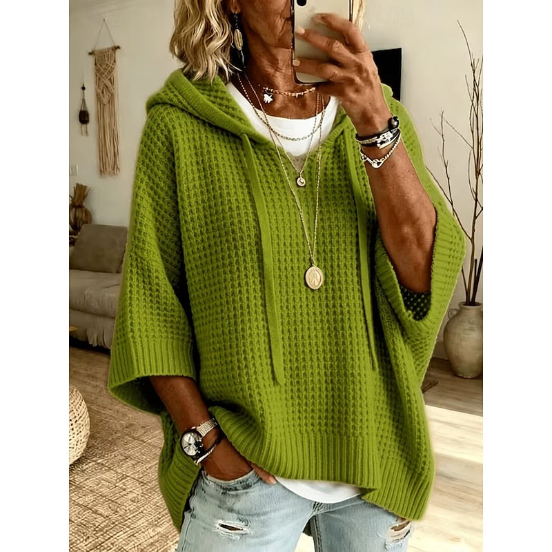 Elena | Cozy Waffle Hooded Sweater
