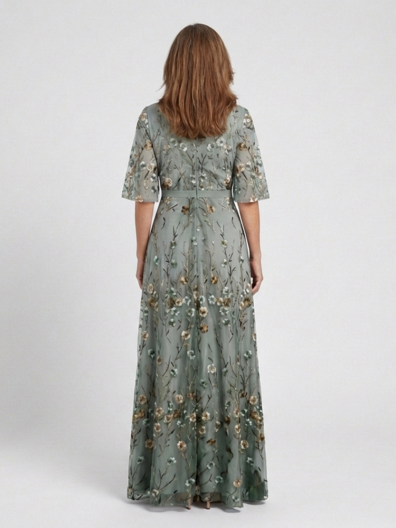 Diane & Susan™ | Floral V Neck Short Sleeve Maxi Dress