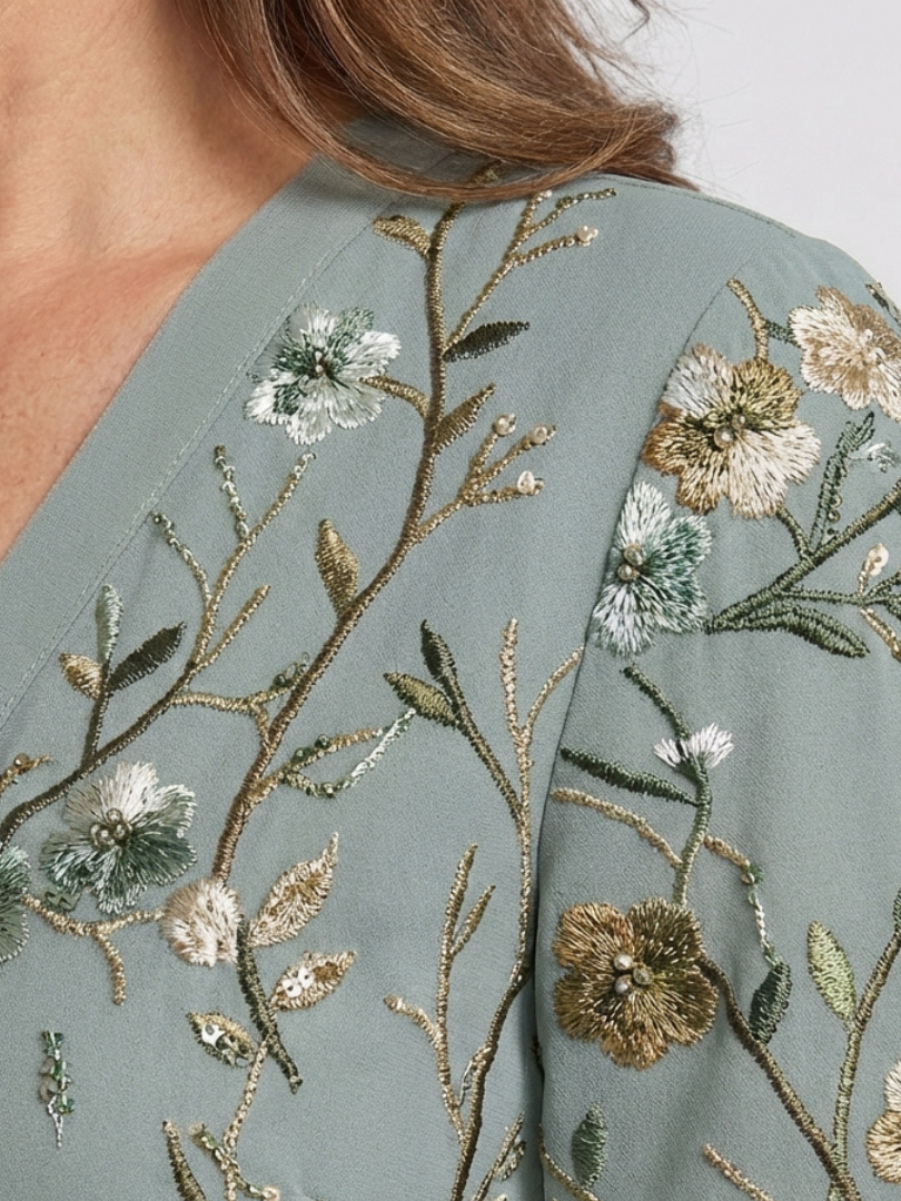 Diane & Susan™ | Floral V Neck Short Sleeve Maxi Dress
